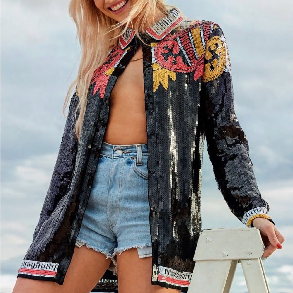 Nasty Gal Country Star Sequin Shirt